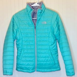 The North Face girls Large (14/16) teal and gray jacket